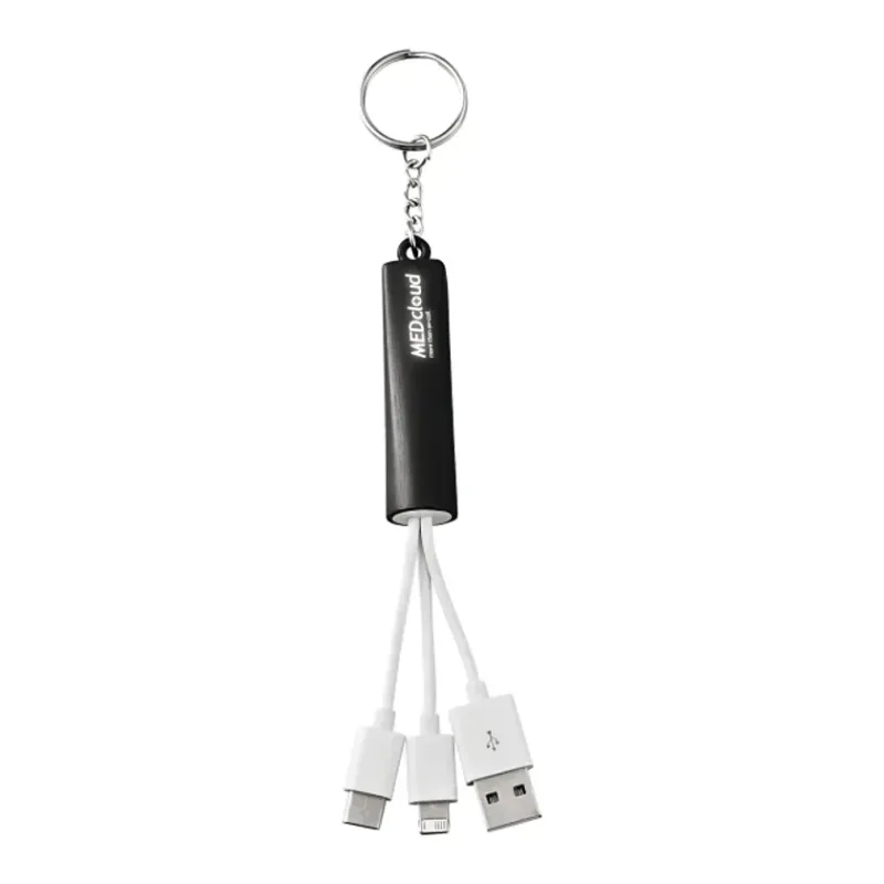Custom Light Up Logo 3-in-1 Charging Cable with Keychain — view 11