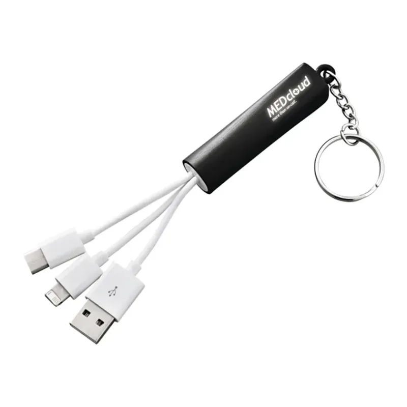 Custom Light Up Logo 3-in-1 Charging Cable with Keychain — view 12