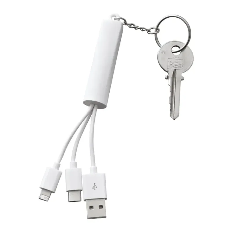 Custom Light Up Logo 3-in-1 Charging Cable with Keychain — view 3