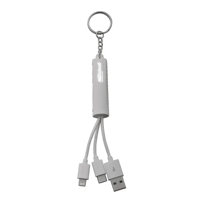 Custom Light Up Logo 3-in-1 Charging Cable with Keychain — view 6