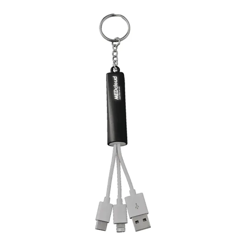 Custom Light Up Logo 3-in-1 Charging Cable with Keychain — view 7
