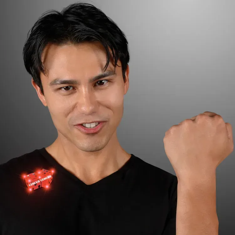 Lucky Dice Light-Up Pin with Military Clutch Back — view 3