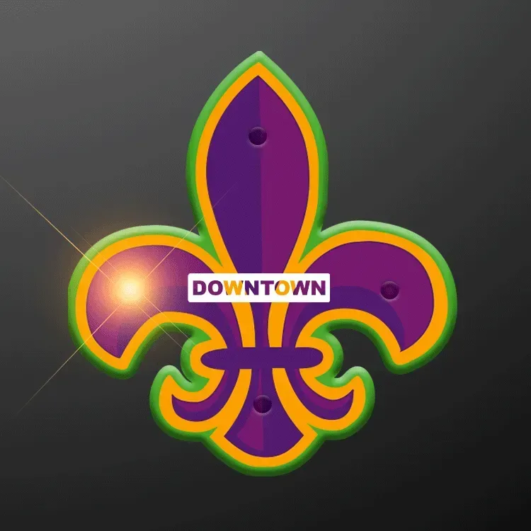 Mardi Gras Fleur De Lis Blinking LED Pin β view 1