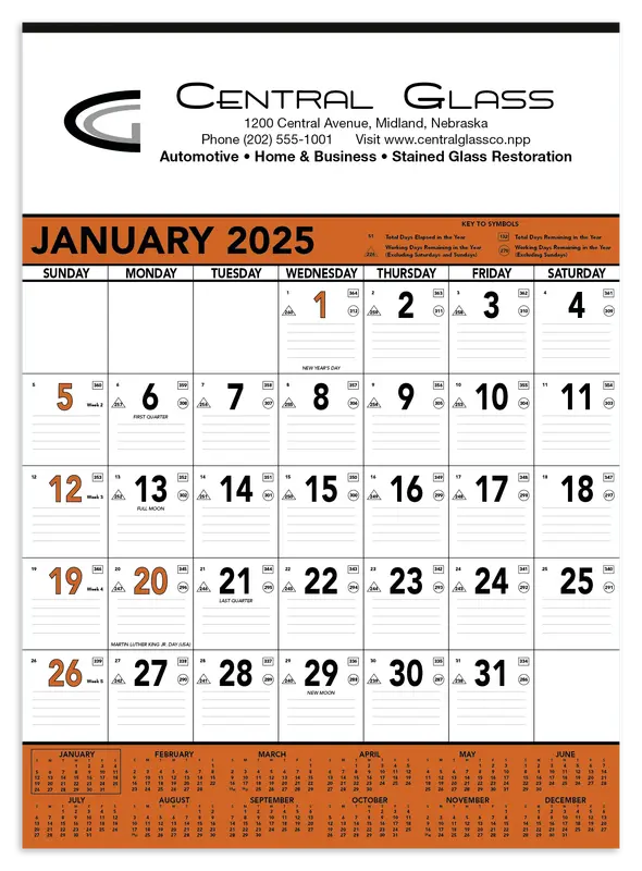 Custom Orange & Black Contractor's Memo Calendar (13-sheet)