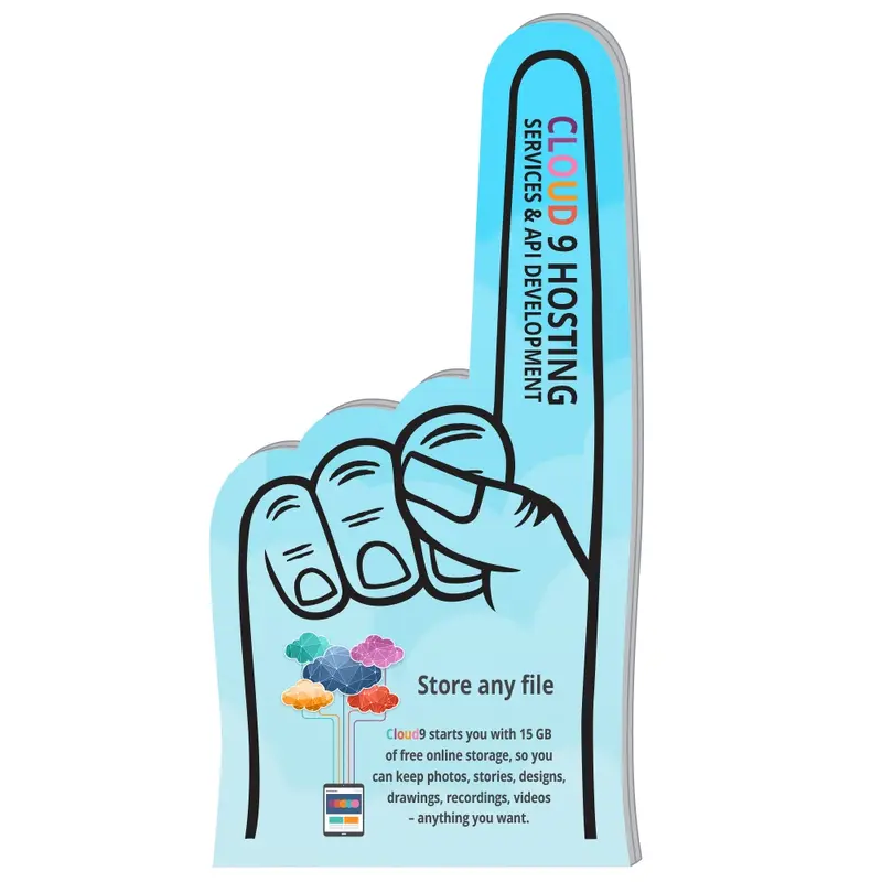 Custom Printed Foam #1 Finger - 7.5" (Digital Full Color Printed)