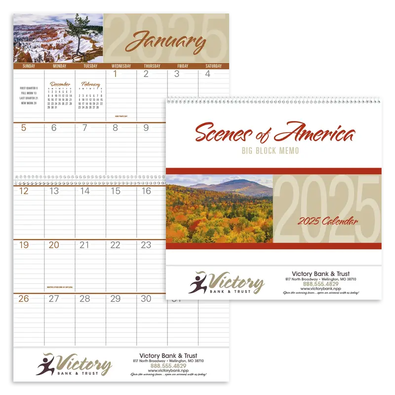 Custom Scenes of America Big Block Memo Calendar