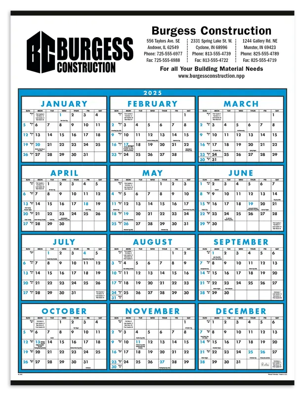 Custom Span-A-Year Non-Laminated Calendar