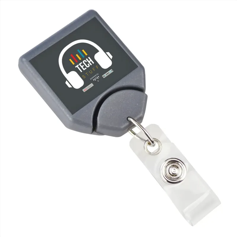 Personalized Swivel Badge Reel - Square — view 2