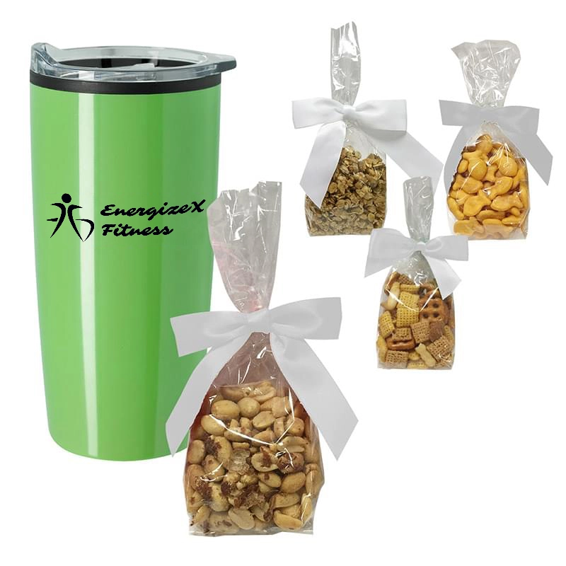 Custom Stainless Steel Rocky Tumbler 20 Oz. with Bow-Tied Treat Bag