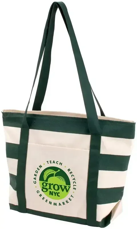 Custom Striped Accent Boat Tote