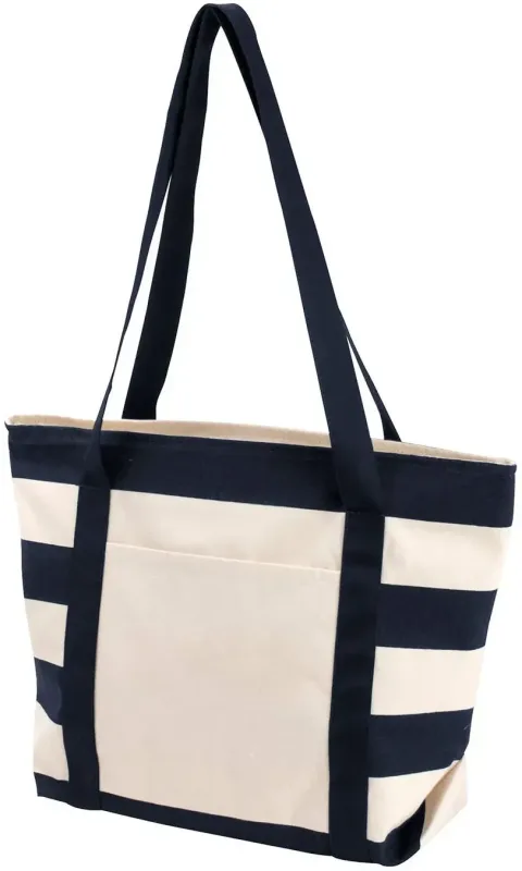 Custom Striped Accent Boat Tote — view 2