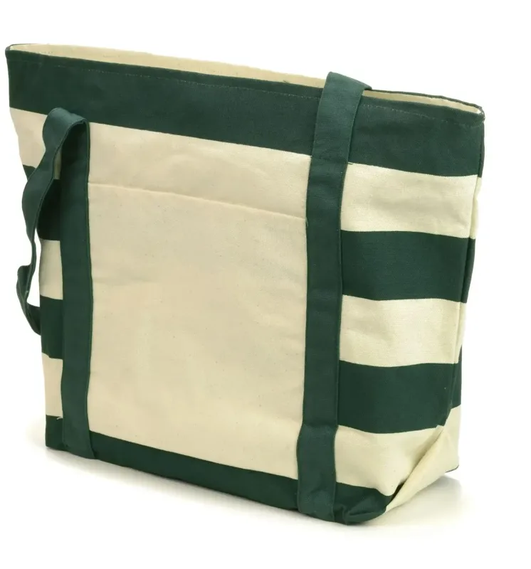Custom Striped Accent Boat Tote — view 3