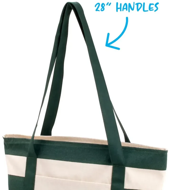 Custom Striped Accent Boat Tote — view 4