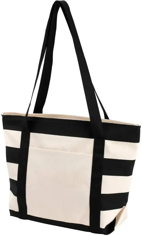 Custom Striped Accent Boat Tote — view 5