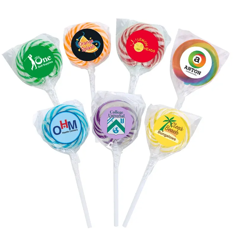 Custom Swirl Lollipop with Personalized Round Label