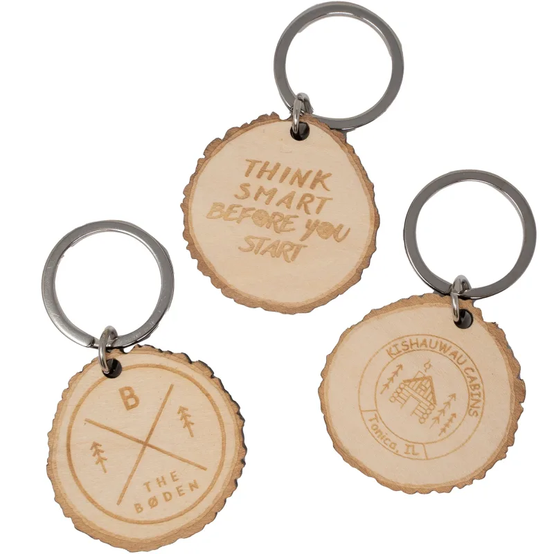 Custom Wood Log Cut Keychains — view 6