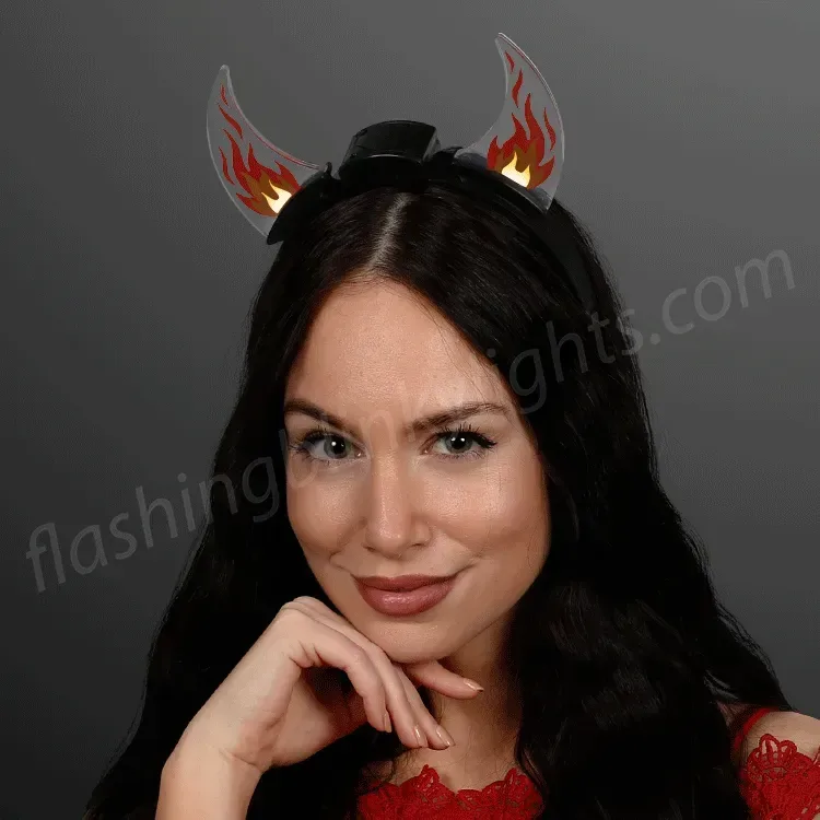 Dancing Flames Light Up Devil Horn Headband — view 2