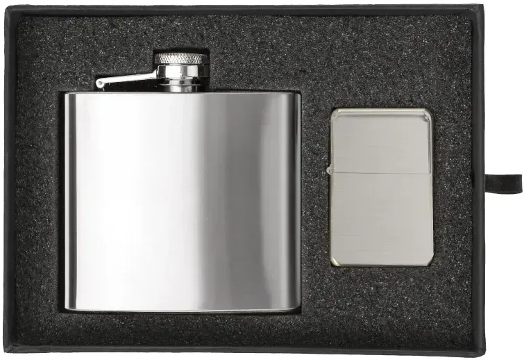 Custom Flask and Lighter Gift Set — view 2