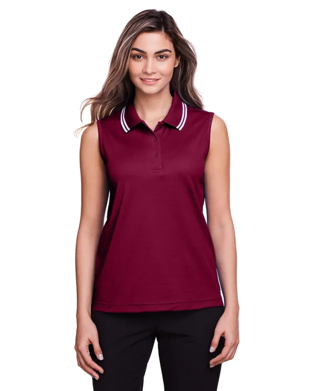 Devon & Jones CrownLux Performance® Ladies' Plaited Tipped Sleeveless Polo — view 10