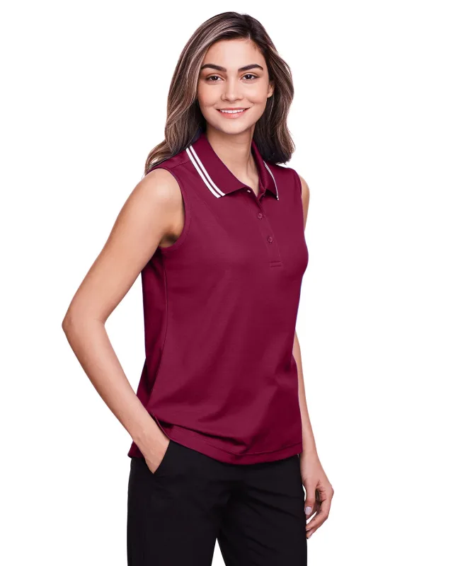 Devon & Jones CrownLux Performance® Ladies' Plaited Tipped Sleeveless Polo — view 11