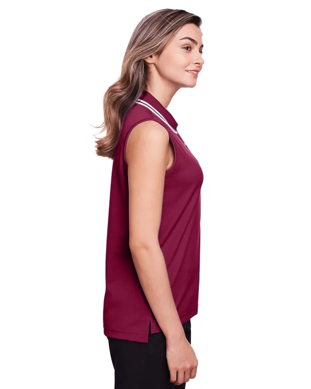Devon & Jones CrownLux Performance® Ladies' Plaited Tipped Sleeveless Polo — view 12