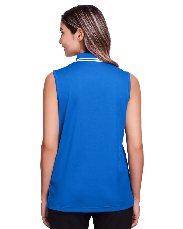 Devon & Jones CrownLux Performance® Ladies' Plaited Tipped Sleeveless Polo — view 13