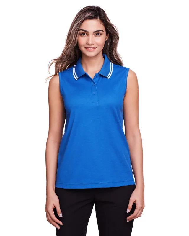 Devon & Jones CrownLux Performance® Ladies' Plaited Tipped Sleeveless Polo — view 16