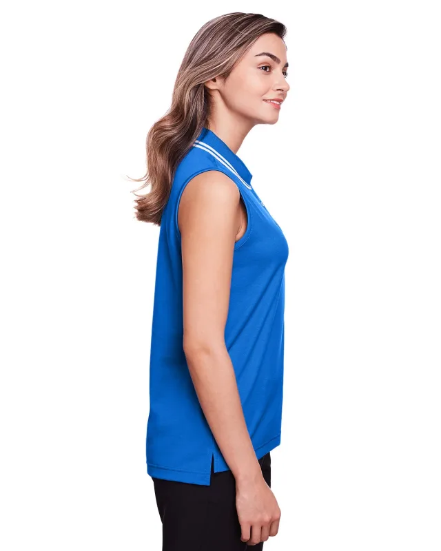 Devon & Jones CrownLux Performance® Ladies' Plaited Tipped Sleeveless Polo — view 18