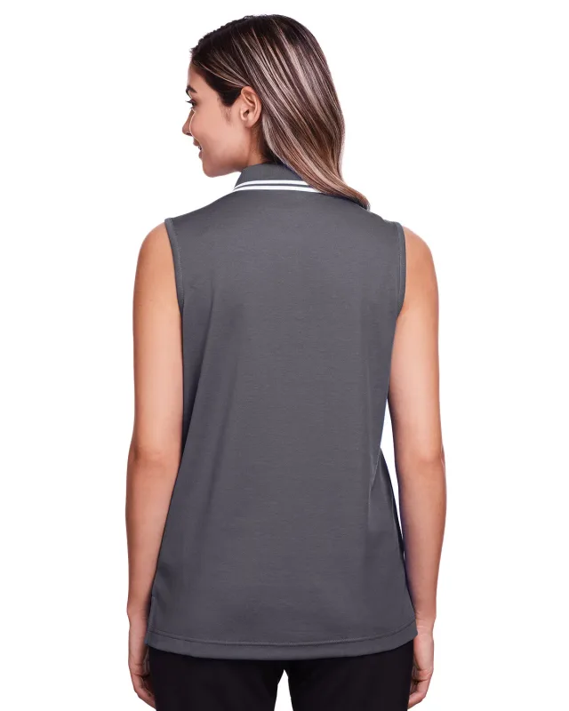 Devon & Jones CrownLux Performance® Ladies' Plaited Tipped Sleeveless Polo — view 19