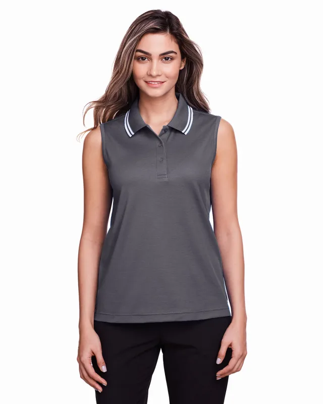 Devon & Jones CrownLux Performance® Ladies' Plaited Tipped Sleeveless Polo — view 22