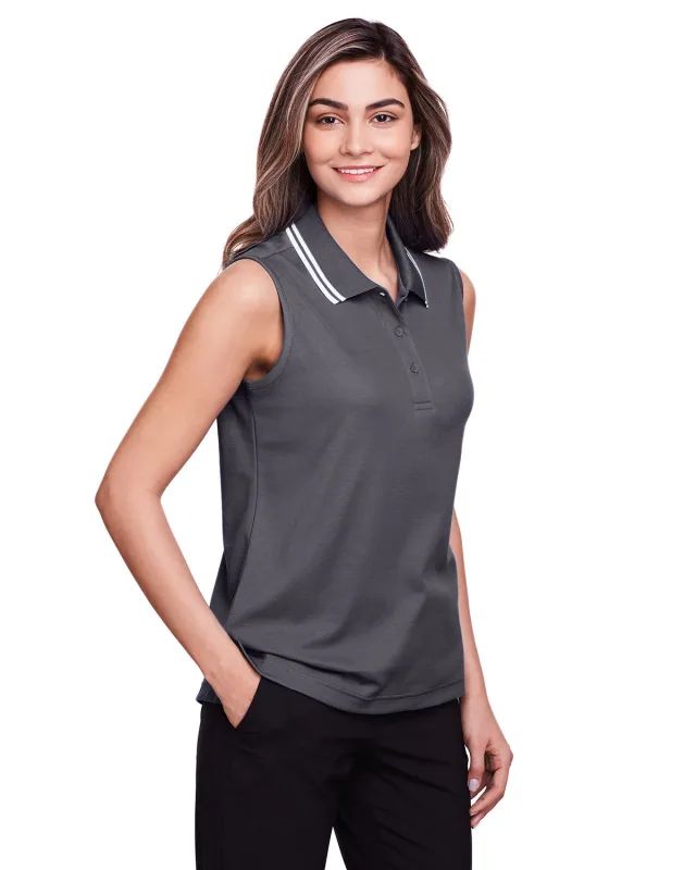 Devon & Jones CrownLux Performance® Ladies' Plaited Tipped Sleeveless Polo — view 23
