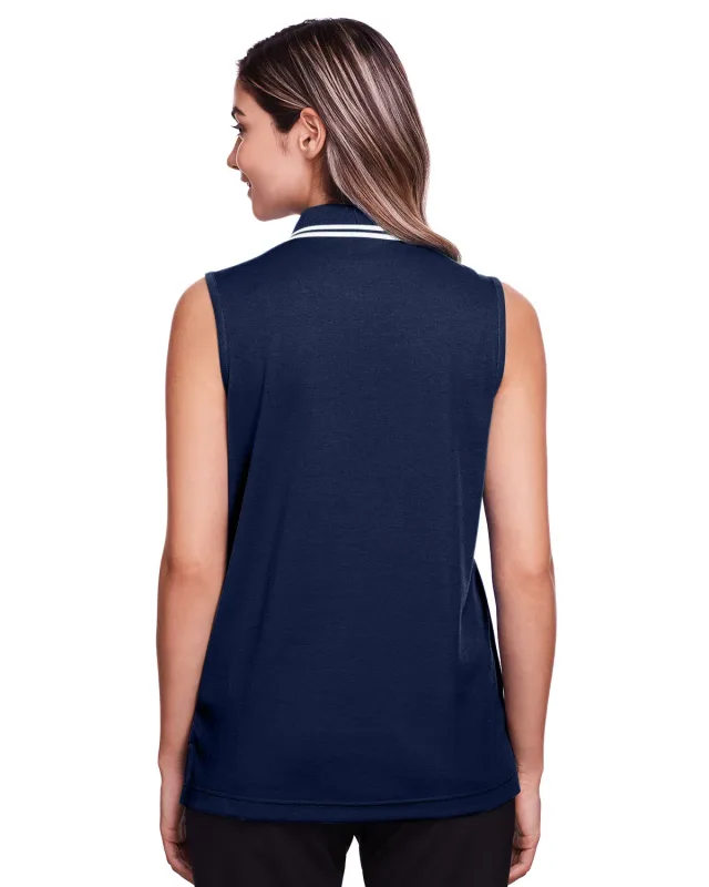 Devon & Jones CrownLux Performance® Ladies' Plaited Tipped Sleeveless Polo — view 25