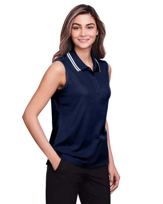 Devon & Jones CrownLux Performance® Ladies' Plaited Tipped Sleeveless Polo — view 29