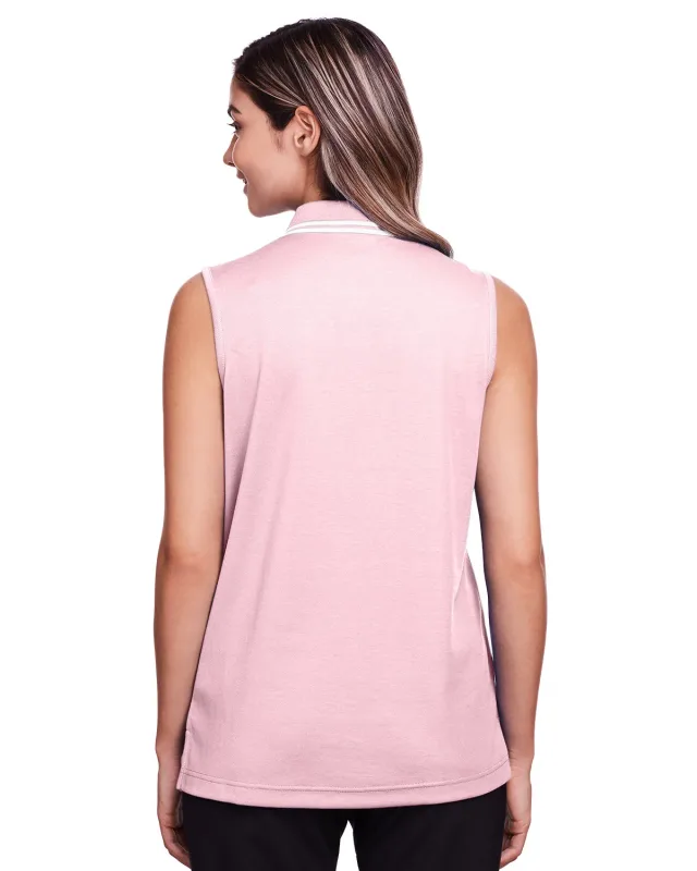 Devon & Jones CrownLux Performance® Ladies' Plaited Tipped Sleeveless Polo — view 31