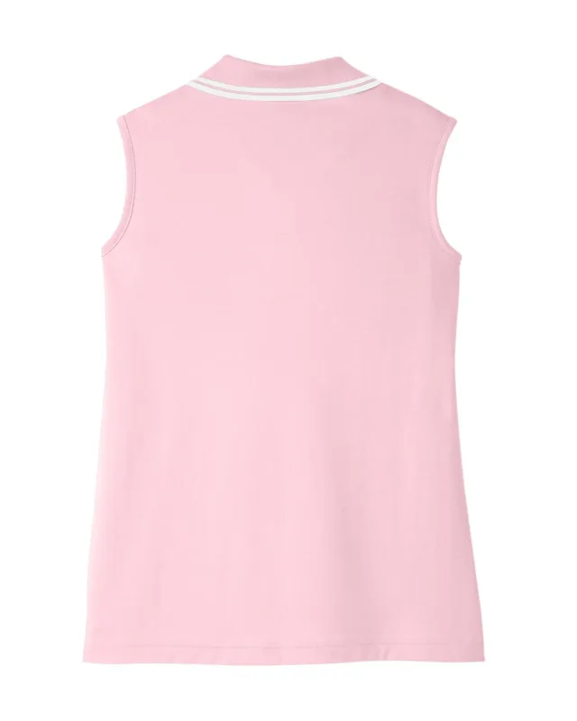Devon & Jones CrownLux Performance® Ladies' Plaited Tipped Sleeveless Polo — view 32