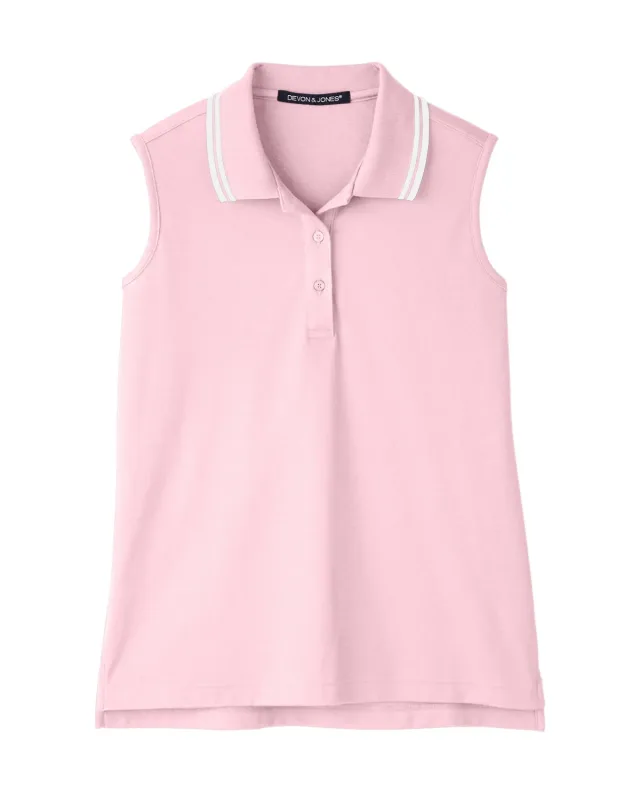 Devon & Jones CrownLux Performance® Ladies' Plaited Tipped Sleeveless Polo — view 33