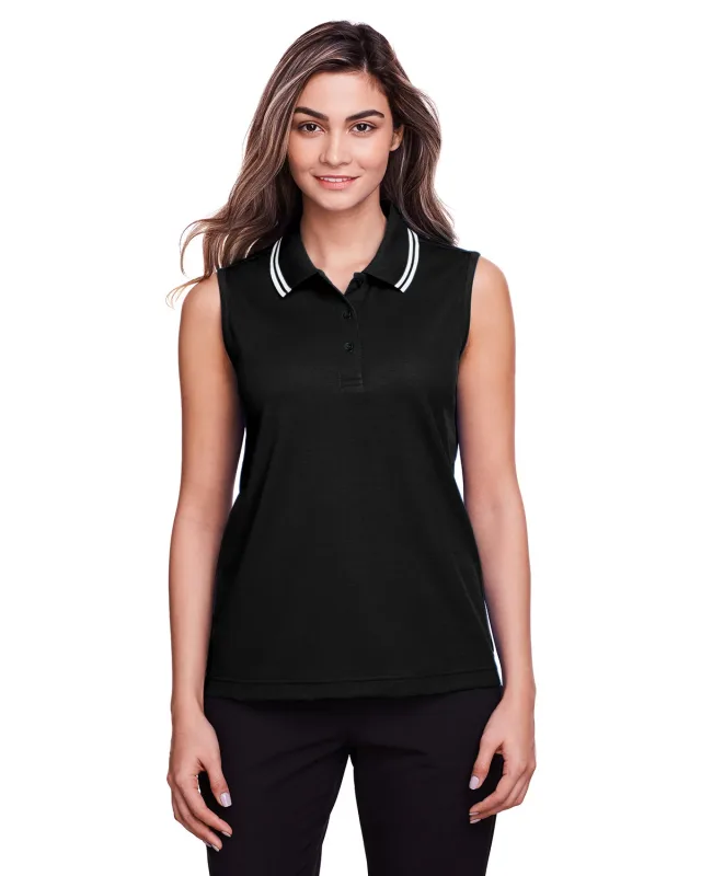 Devon & Jones CrownLux Performance® Ladies' Plaited Tipped Sleeveless Polo — view 4