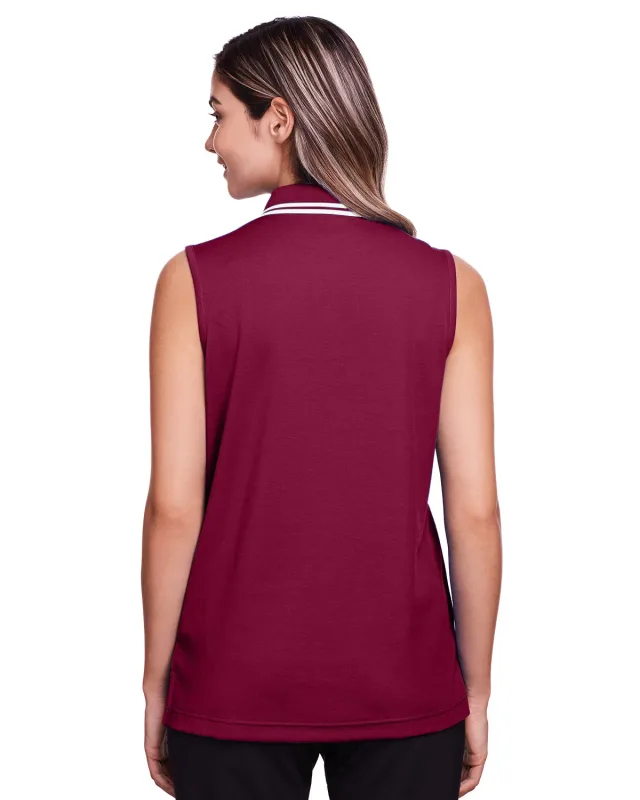 Devon & Jones CrownLux Performance® Ladies' Plaited Tipped Sleeveless Polo — view 7