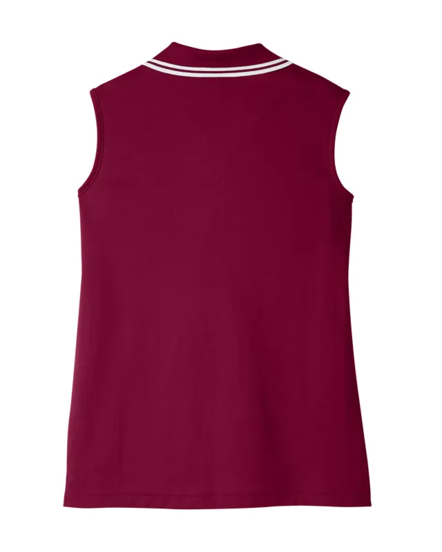 Devon & Jones CrownLux Performance® Ladies' Plaited Tipped Sleeveless Polo — view 8