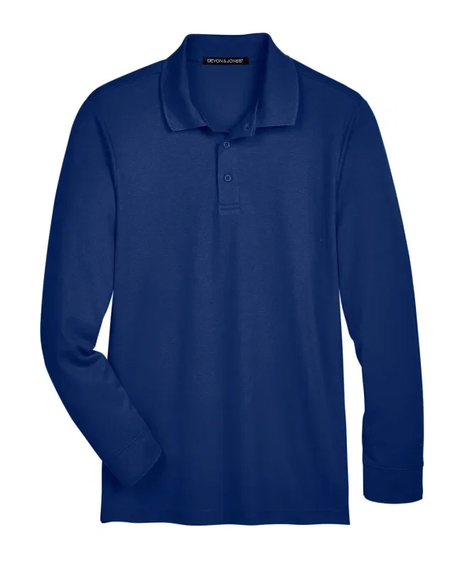 Devon & Jones CrownLux Performance® Tall Plaited Long Sleeve Polo — view 3