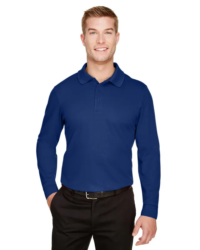 Devon & Jones CrownLux Performance® Tall Plaited Long Sleeve Polo — view 4