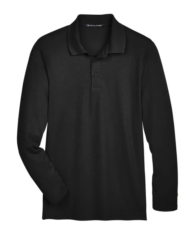 Devon & Jones CrownLux Performance® Tall Plaited Long Sleeve Polo — view 9