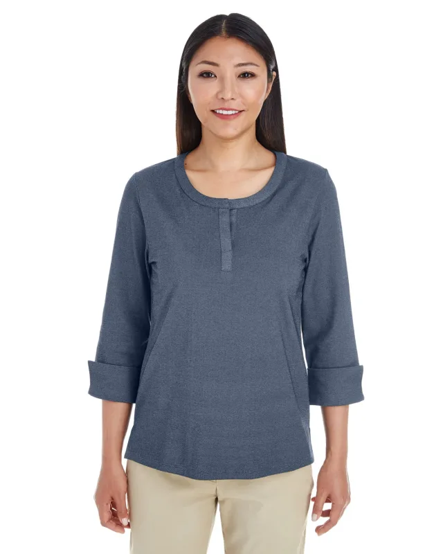 Devon & Jones Ladies' Central Cotton Blend Mélange Knit Top — view 2