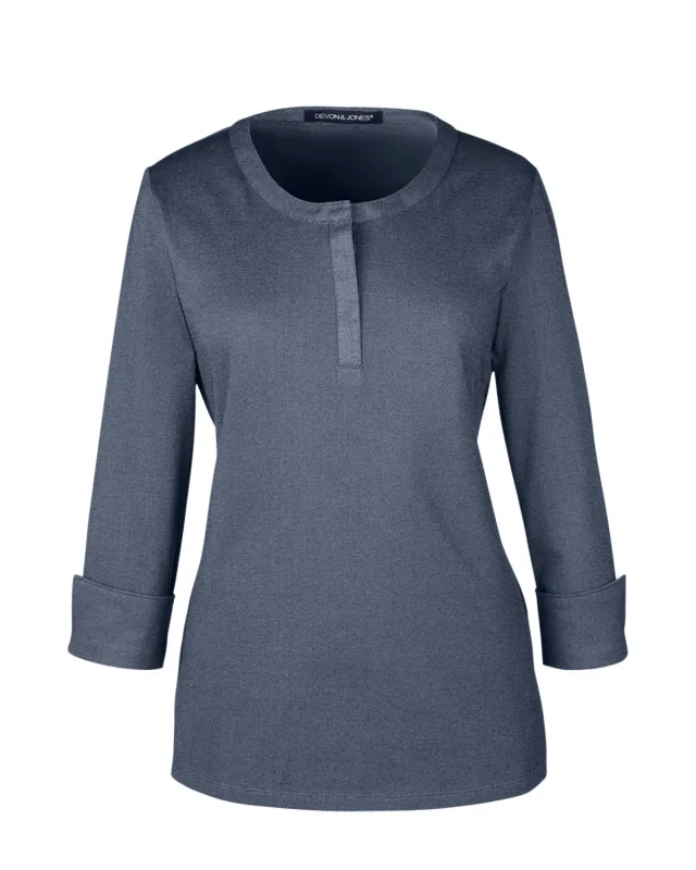 Devon & Jones Ladies' Central Cotton Blend Mélange Knit Top — view 3