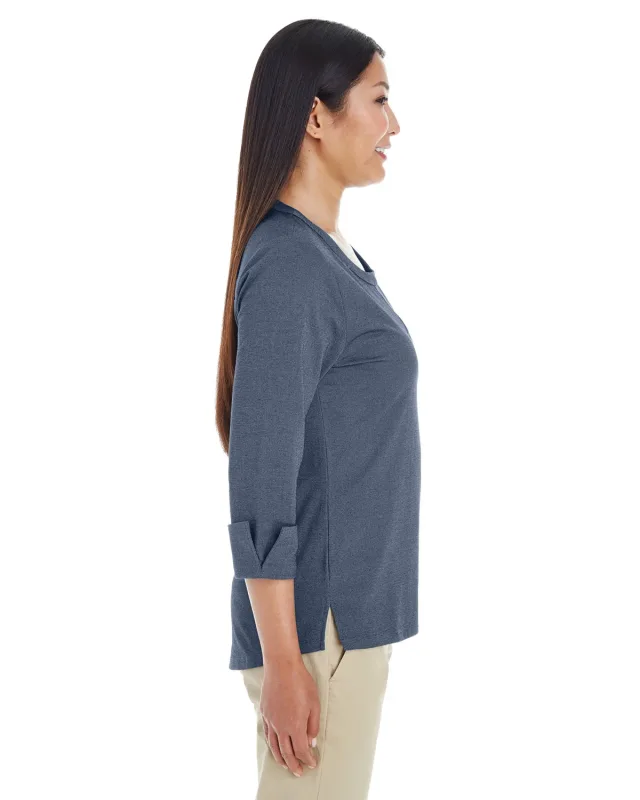 Devon & Jones Ladies' Central Cotton Blend Mélange Knit Top — view 4