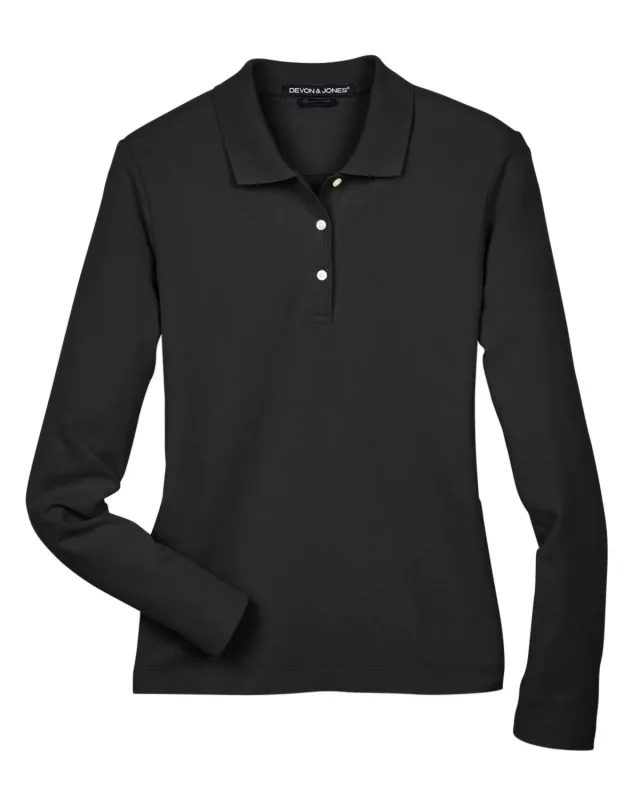 Devon & Jones Ladies' Pima Piqué Long-Sleeve Polo — view 10