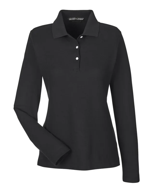 Devon & Jones Ladies' Pima Piqué Long-Sleeve Polo — view 12