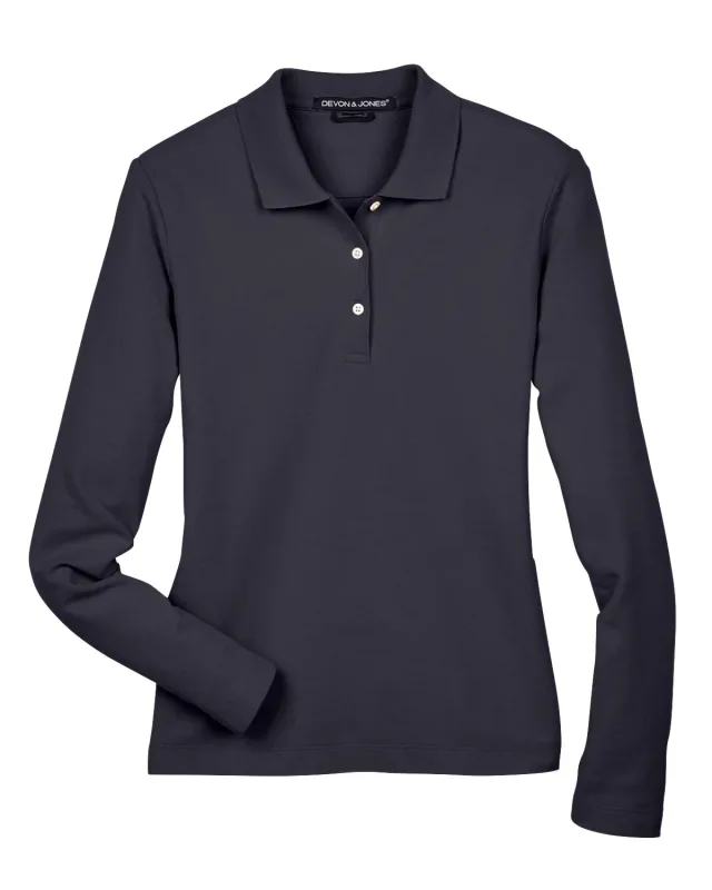 Devon & Jones Ladies' Pima Piqué Long-Sleeve Polo — view 17
