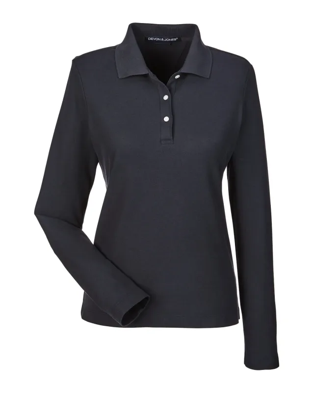 Devon & Jones Ladies' Pima Piqué Long-Sleeve Polo — view 19