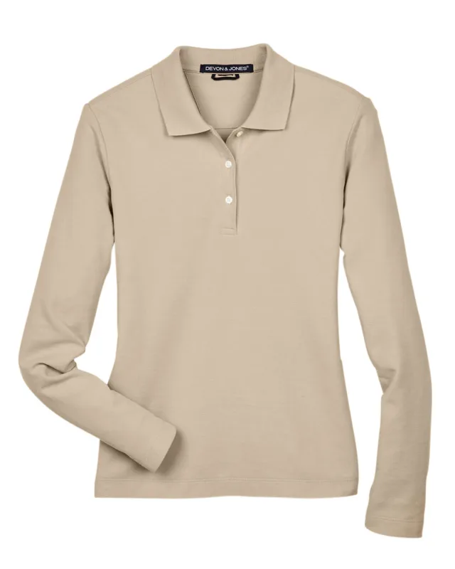 Devon & Jones Ladies' Pima Piqué Long-Sleeve Polo — view 3